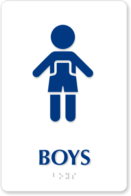 Boys Nursery School Restroom TactileTouch™ Sign in White, SKU - SE-