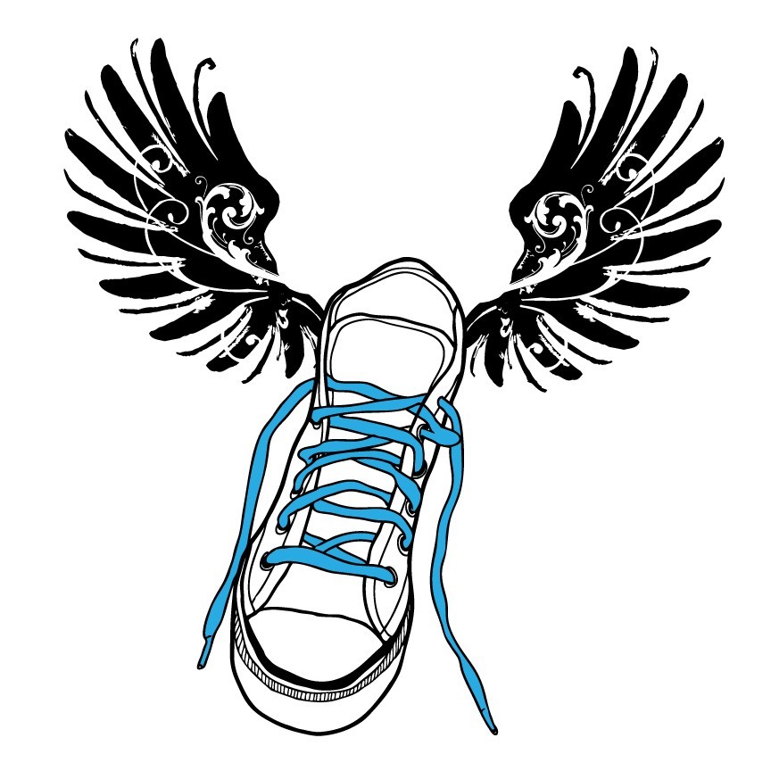 Flying Track Shoe Vinyl Wall Decal by WilsonGraphics