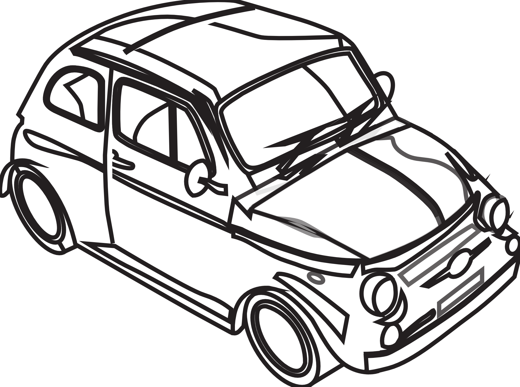 Car drawing clipart black and white