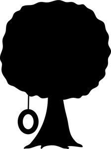 Tree Clipart Image - Sillhouette of a Shade Tree with a Tire Swing