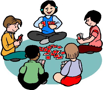 Kids playing cards clipart