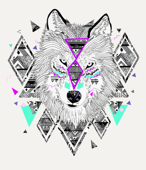 Tribal wolf wild | We Heart It | wolf, art, and hipster