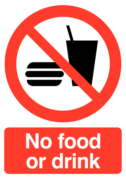 6 Pack Prohibition Signs - No Food or Drink - Blitz Media