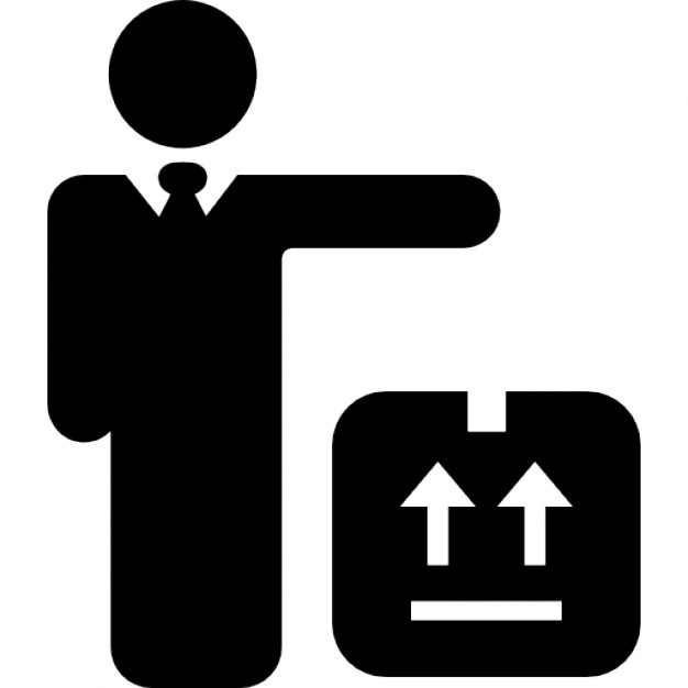Person standing beside a delivery box Icons | Free Download