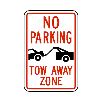 No Parking Tow Away Zone Sign (Symbol w/copy) - Epic Signs Online