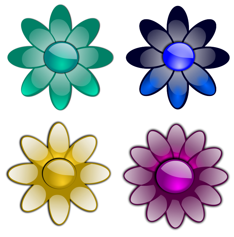 Glossy flowers 3 Free Vector
