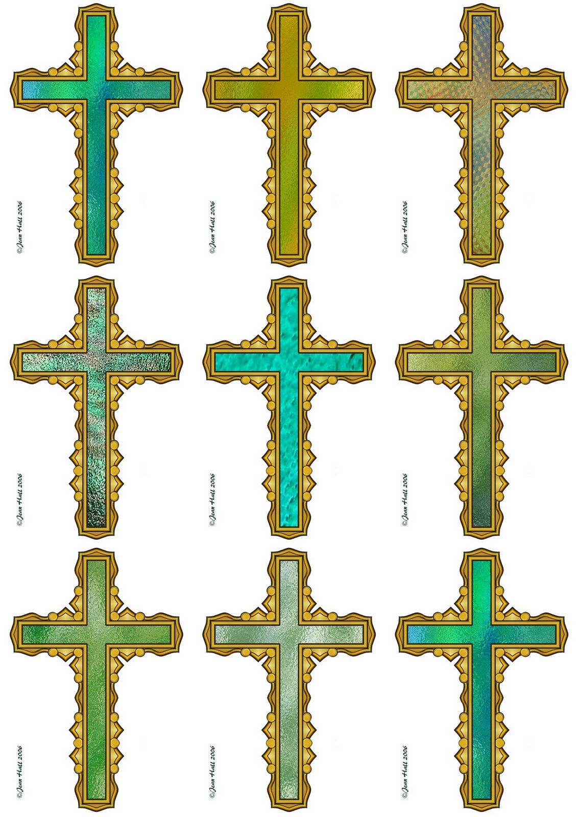 ArtbyJean - Easter Clip Art: Full page of green colored Crosses on ...
