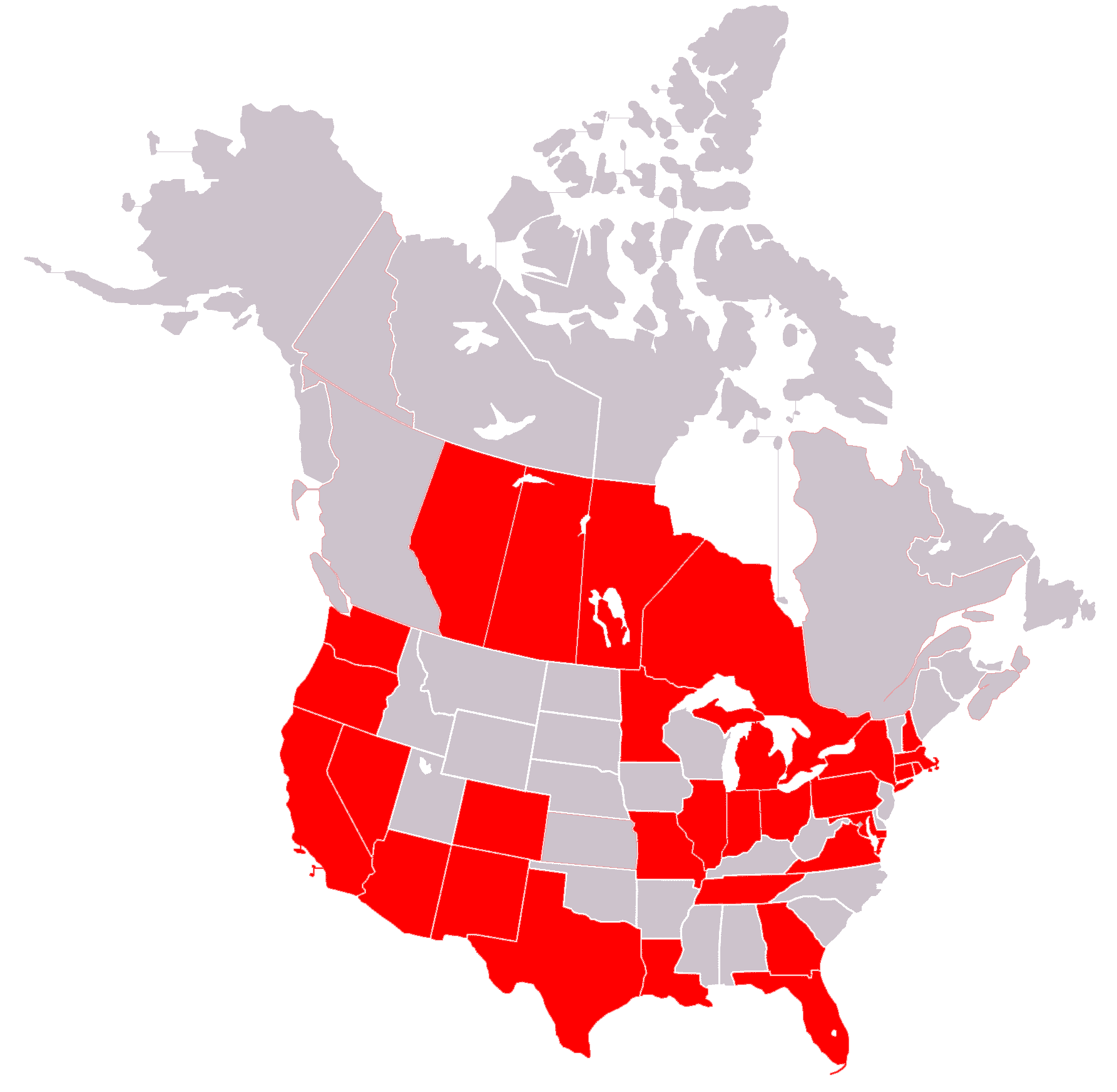 clipart map of us and canada - photo #29