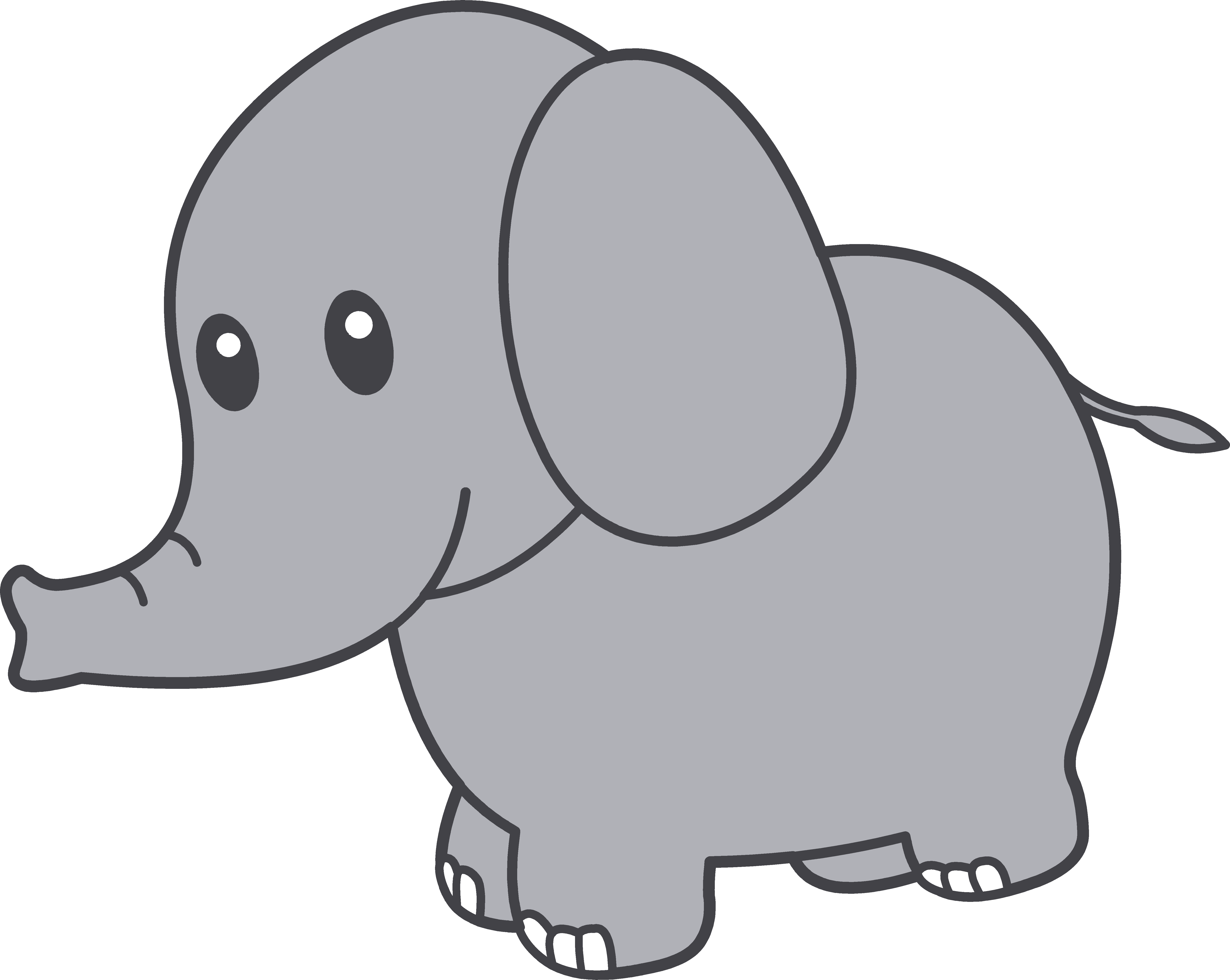 Elephant clipart image cute cartoon baby elephant with trunk in ...