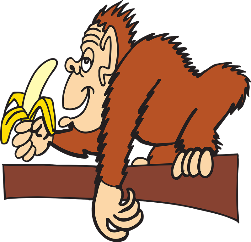 Clipart monkey eating banana