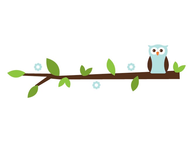 Owl on branch clipart free