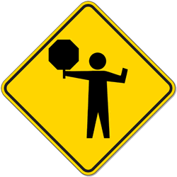 640 views Crossing Guard or Flagger Ahead Warning Sign | STOPSignsAndMore.com