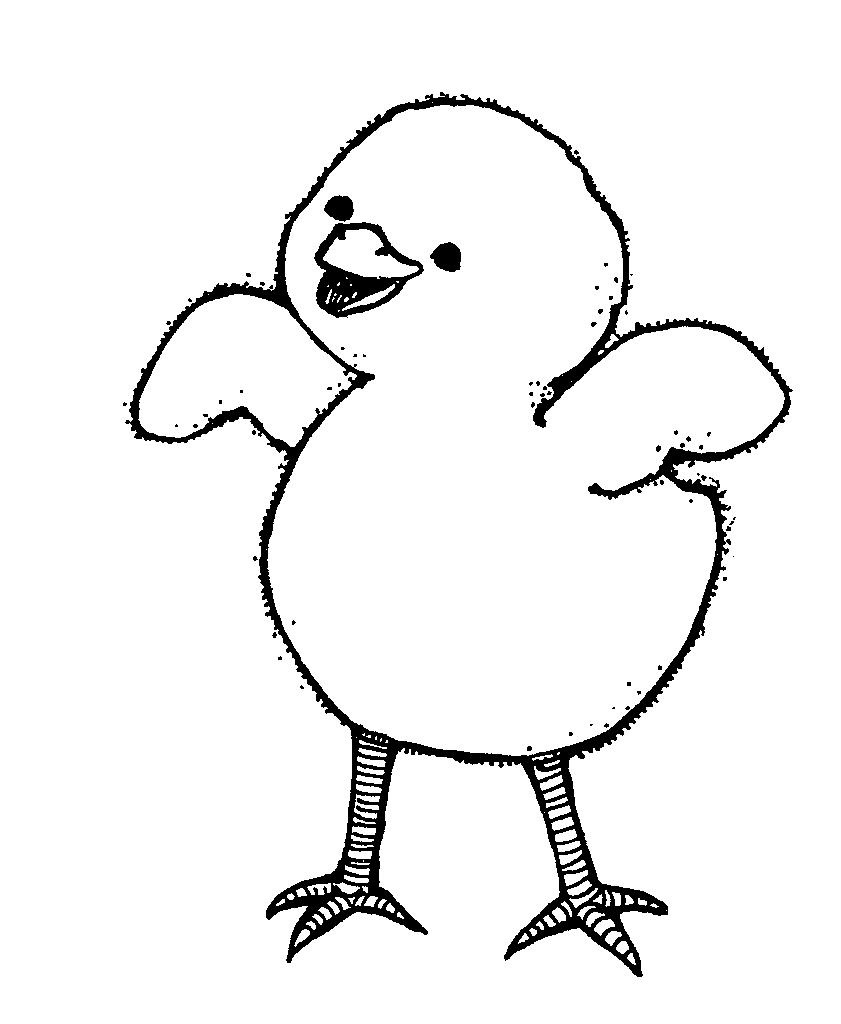 Easter chick clipart black and white