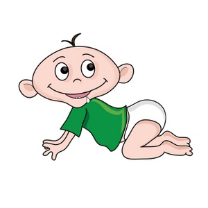Baby Clipart Image - Cute Caucasian Baby boy Crawling and Drooling