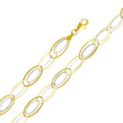 Precious Stars 14K Solid Gold Two Tone Oval Link Charm Bracelet ...