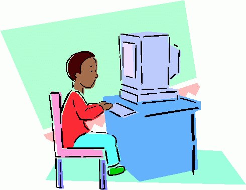 Kid On Computer Clip Art