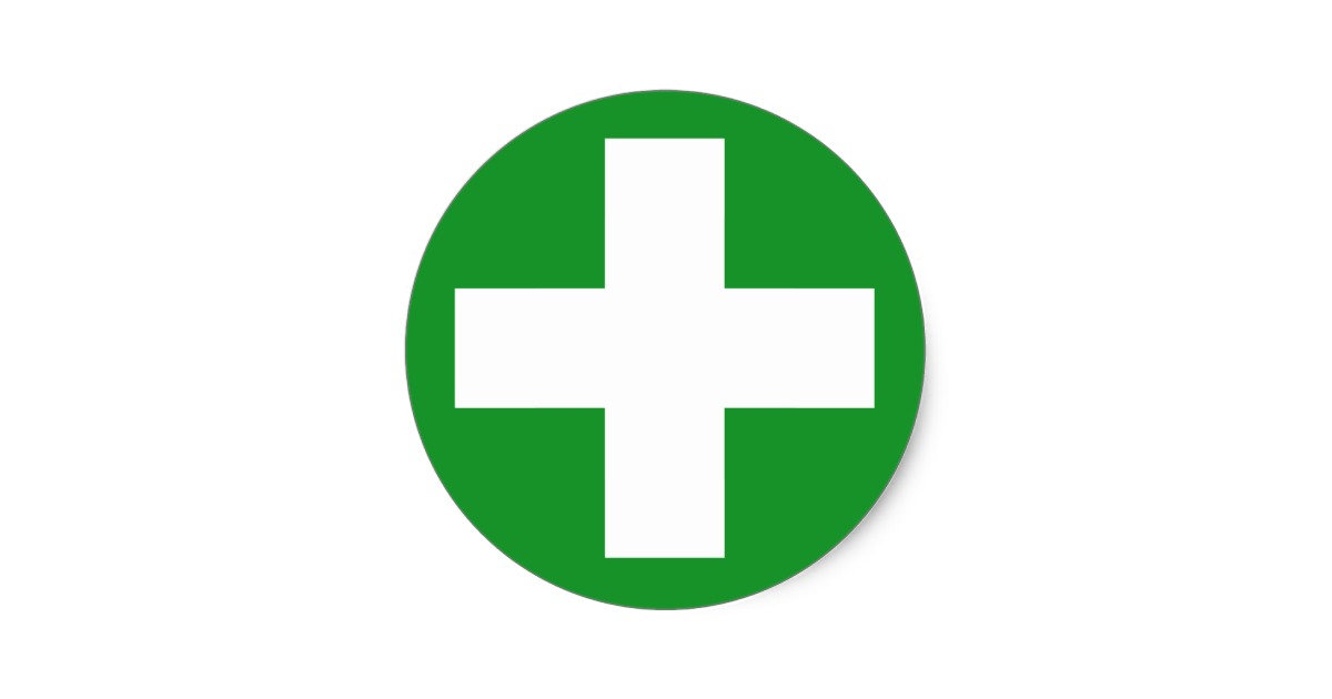 First Aid Green Cross Sticker | Zazzle