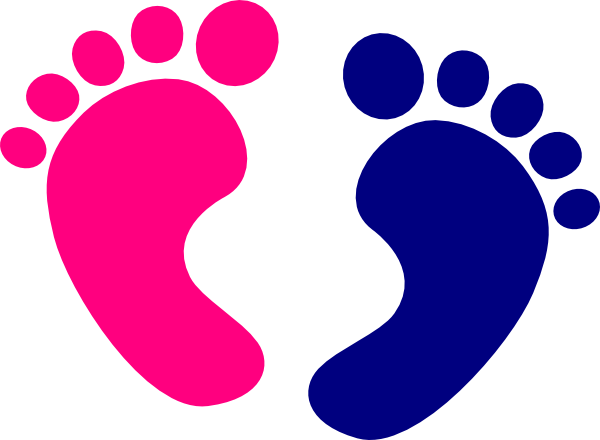 Pink baby feet with outline clipart