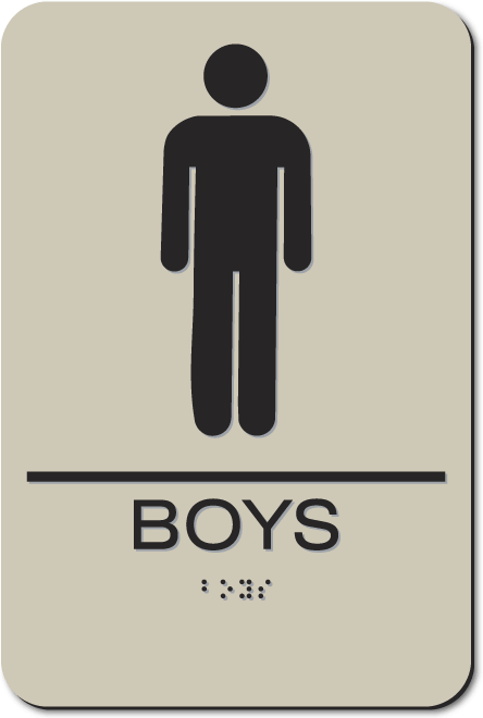 ADA Sign Factory: BOYS Restroom Sign - Black on Taupe