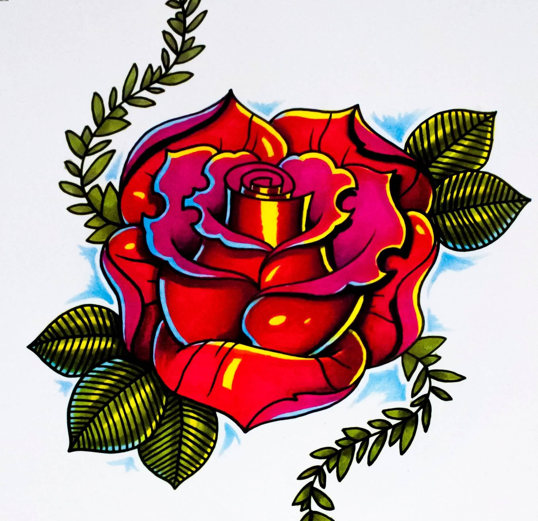 Red Roses With Bumblebee Tattoo Design | Fresh 2017 Tattoos Ideas