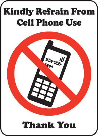 Kindly Refrain Cell Phone Sign by SafetySign.com - F7223