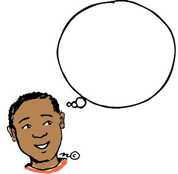 Person thinking with thought bubble clipart