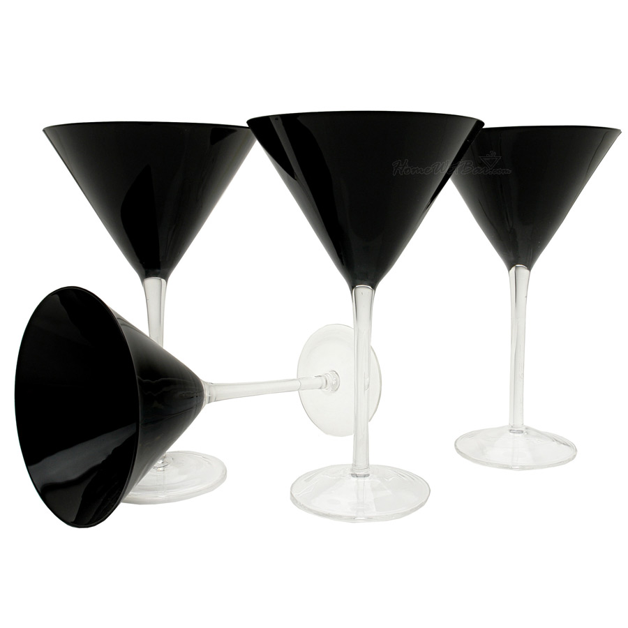 Onyx Black Martini Glasses, Set of 4