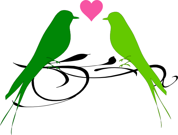 Teal love birds clipart