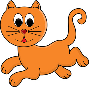 Playful Cat Clipart Image - Orange Cartoon Ginger Cat Running