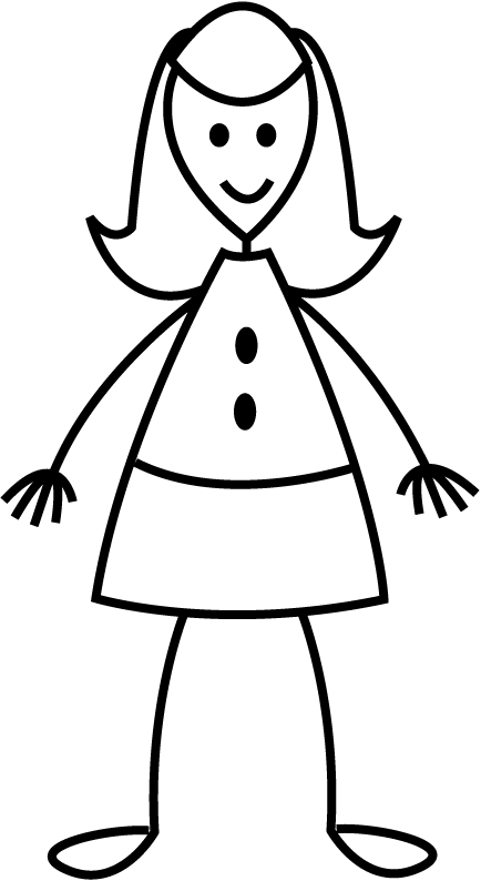 stick figure teenage girl Colouring Pages