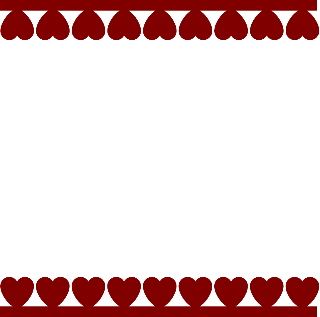 Heart border valentines day clipart horizontal