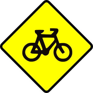 Caution Bike Road Sign Symbol clip art Free Vector