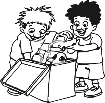 Royalty Free Clip Art Image Black And White Cartoon Of Two Little ...