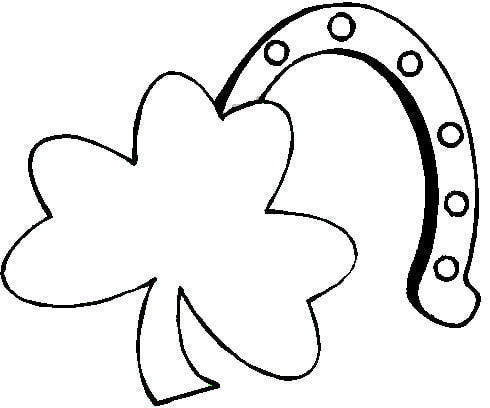 Shamrock and Horseshoe Coloring Page to Print
