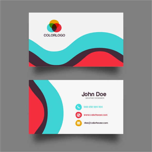 Colorful Wave Business Card Design Vector | Free Download