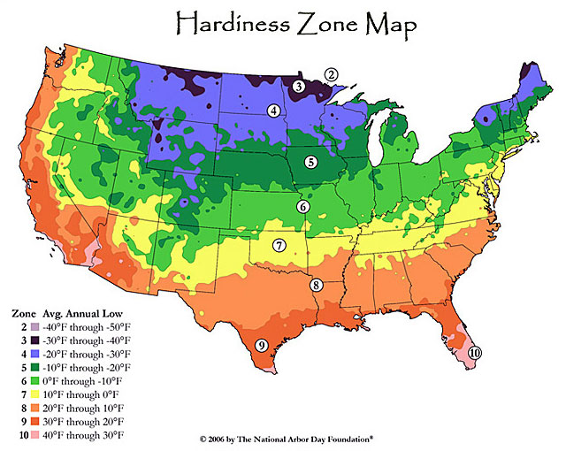 Hardiness Zone Map for Succulent Plants