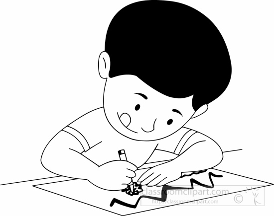 Child writing clipart black and white - ClipartFox