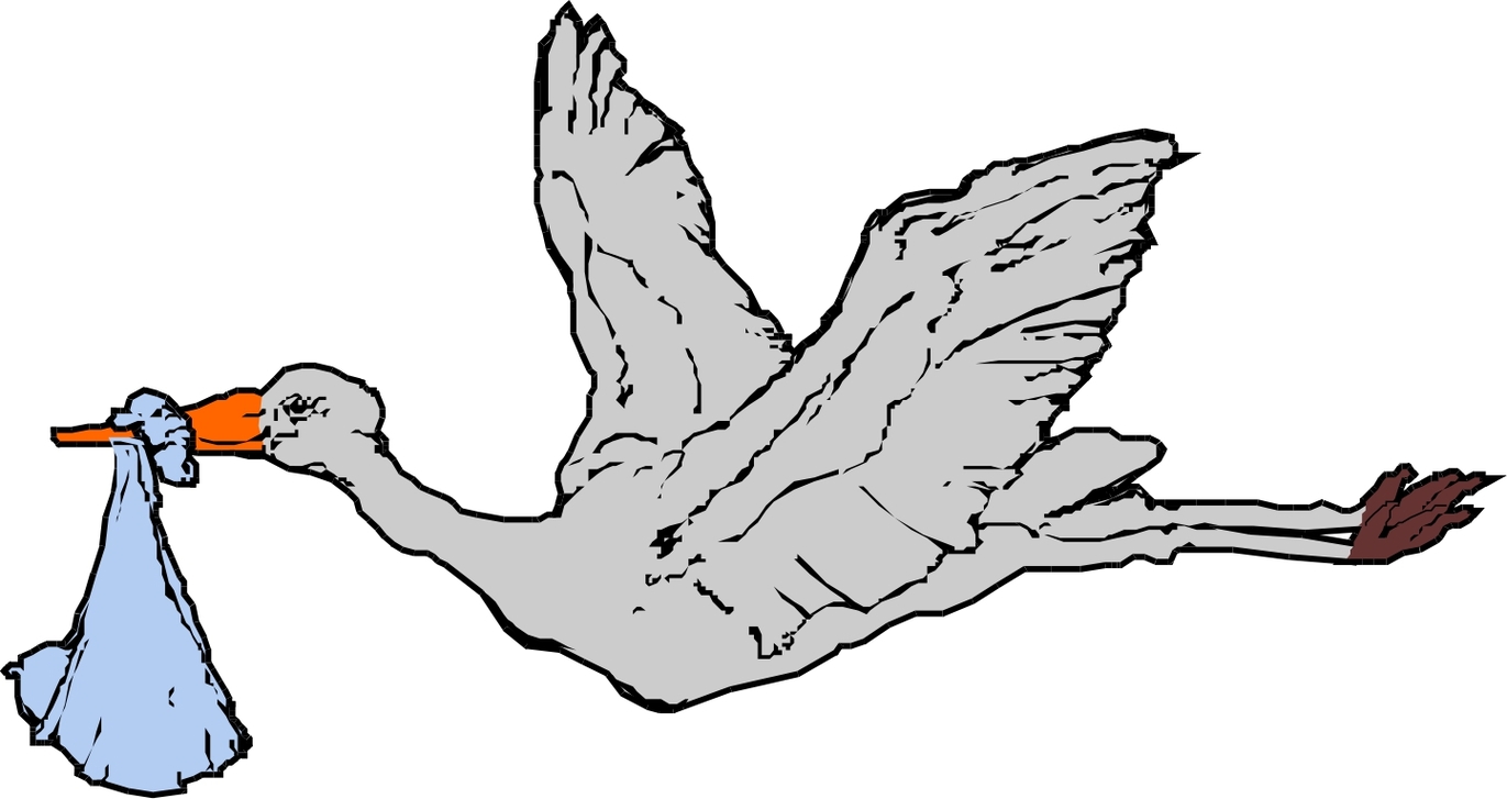 Stork Carrying Baby Clipart - Free to use Clip Art Resource