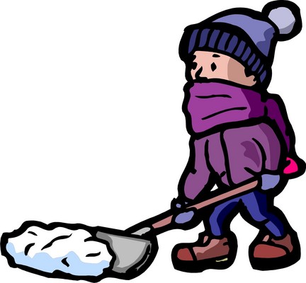 Free clipart cartoon image of man shoveling snow