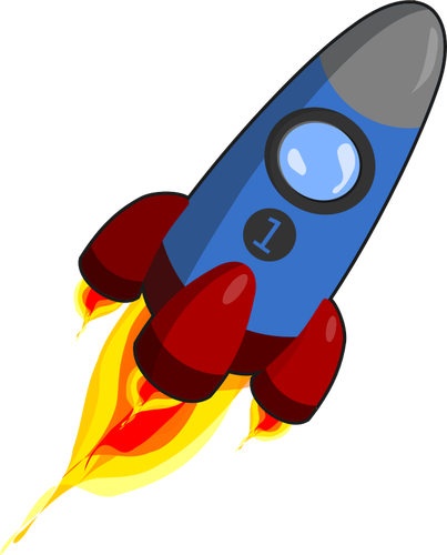 Vektor gambar kartun roket di ruang angkasa | Domain publik vektor