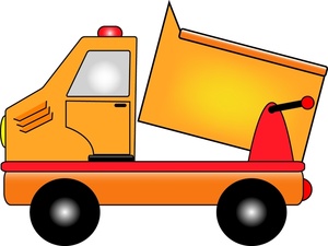 Dump Truck Clipart Image - An orange dump truck in a construction zone
