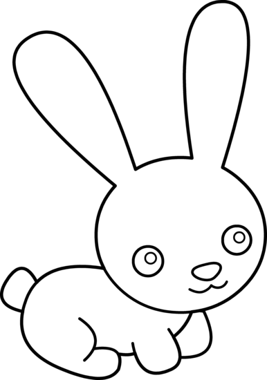 Cute rabbit black and white clipart free