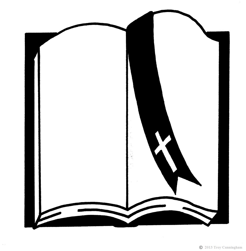 Open bible clipart black and white