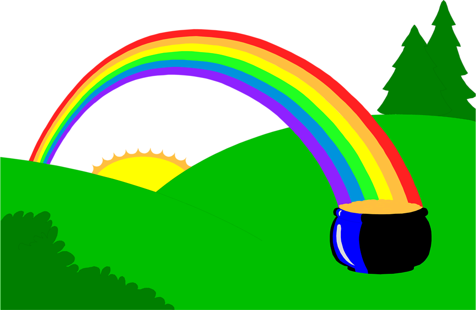 Rainbow with pot of gold clipart