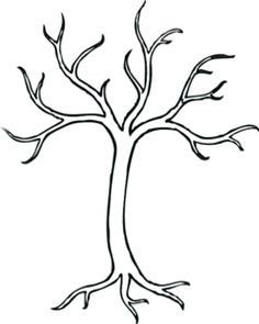 Bare tree with roots clipart