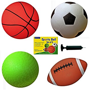 Amazon.com: Set of 4 Sports Balls with 1 Pump, 5" Soccer Ball, 5 ...