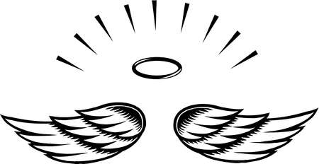 Angel wings clipart black and white