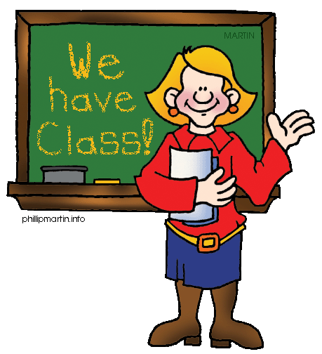 Clipart images of a third grade class and teacher