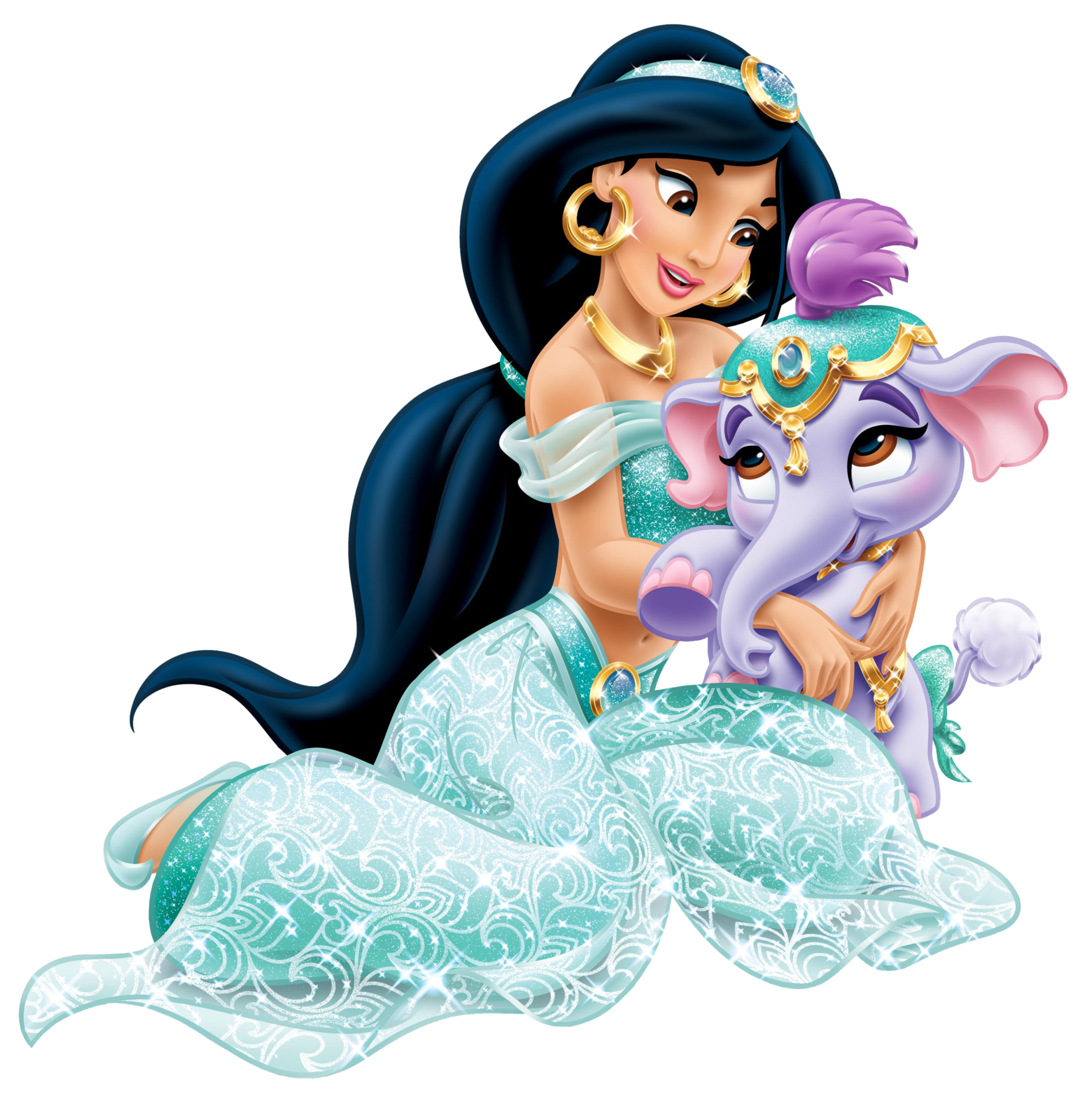 Disney Princess Jasmine with Cute Elephant Transparent PNG Clip ...
