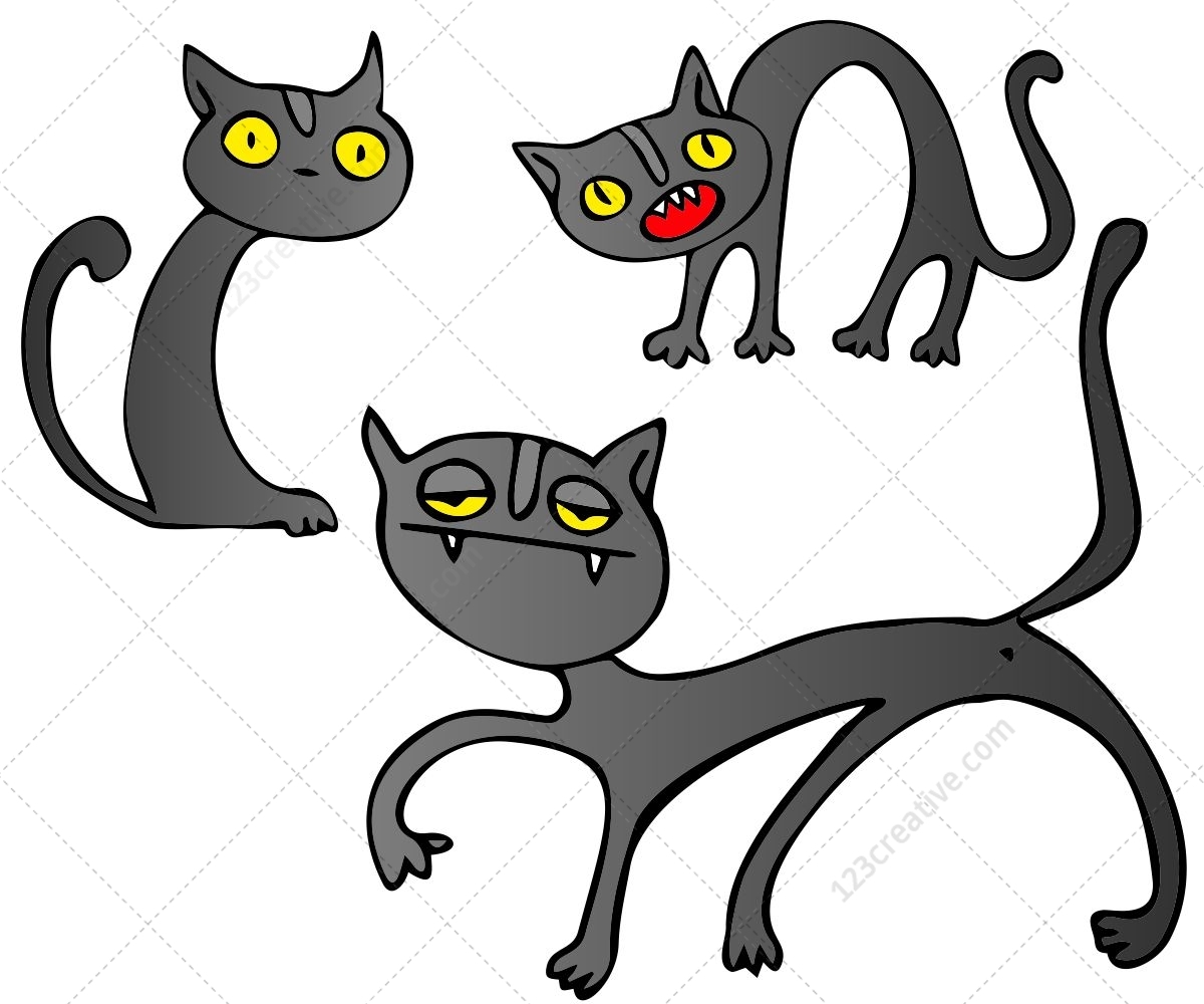 Cat vector pack - buy vectors for Halloween greeting cards and ...